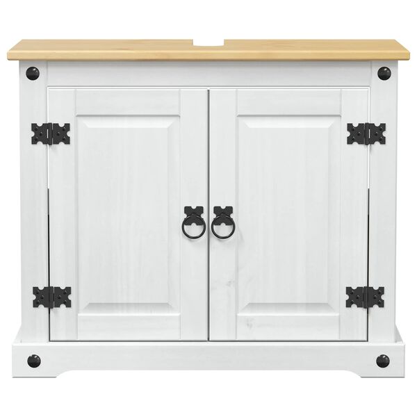 vidaXL Skř&iacute;ňka pod umyvadlo B&iacute;l&aacute; 73 x 33 x 60 cm Masivn&iacute; borov&eacute; dřevo