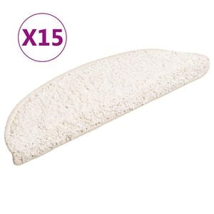 vidaXL Schodov&eacute; rohože 15 ks 56 x 17 x 3 cm b&iacute;l&eacute; půlkulat&eacute;