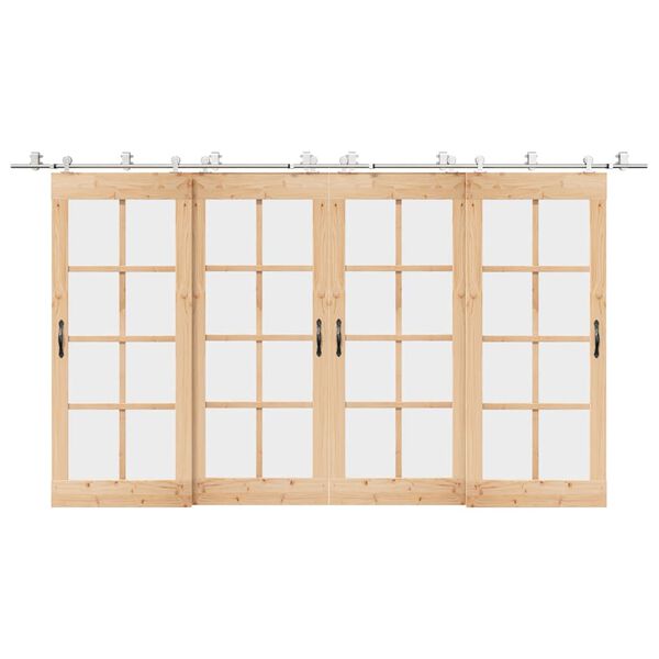 vidaXL Sada př&iacute;slu&scaron;enstv&iacute; pro posuvn&eacute; dveře 400 cm nerez ocel stř&iacute;brn&aacute;