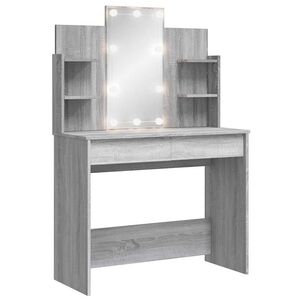 vidaXL Toaletn&iacute; stolek s LED osvětlen&iacute;m &scaron;ed&yacute; sonoma 96 x 40 x 142 cm