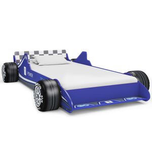 vidaXL Dětsk&aacute; postel ve tvaru z&aacute;vodn&iacute;ho auta 90 x 200 cm modr&aacute;