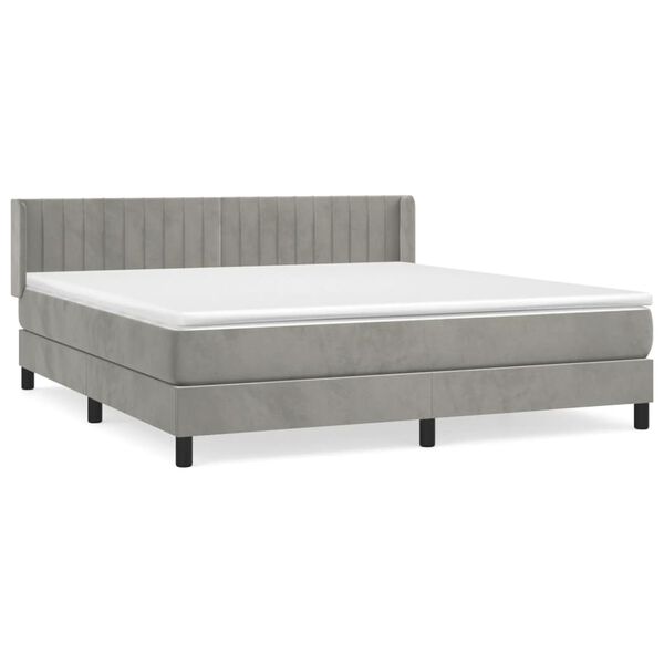 vidaXL Box spring postel s matrac&iacute; světle &scaron;ed&aacute; 160x200 cm samet