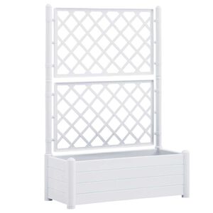 vidaXL Zahradn&iacute; truhl&iacute;k s trel&aacute;ž&iacute; 100 x 43 x 142 cm PP b&iacute;l&yacute;