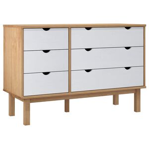 vidaXL Z&aacute;suvkov&aacute; komoda OTTA hněd&aacute; a b&iacute;l&aacute; 111x43x73,5 cm borov&eacute; dřevo