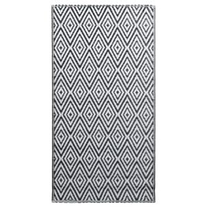 vidaXL Venkovn&iacute; koberec ARAKIL b&iacute;l&yacute; a čern&yacute; 160 x 230 cm PP