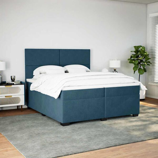 vidaXL Box spring postel s matrac&iacute; modr&aacute; 200 x 200 cm samet