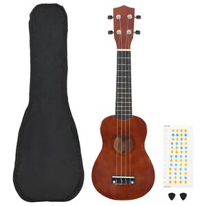 vidaXL Set sopránové ukulele s obalem pro děti tmavé dřevo 21"