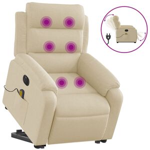 vidaXL Elektrick&eacute; zvedac&iacute; mas&aacute;žn&iacute; polohovac&iacute; křeslo kr&eacute;mov&eacute; textil