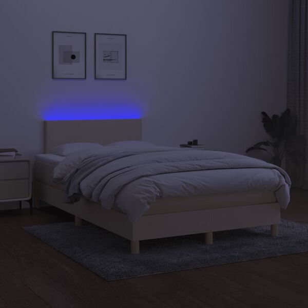 vidaXL Box spring postel s matrac&iacute; a LED kr&eacute;mov&aacute; 120x190 cm textil