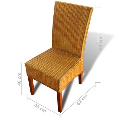 vidaXL Jídelní židle 2 ks hnědé přírodní ratan