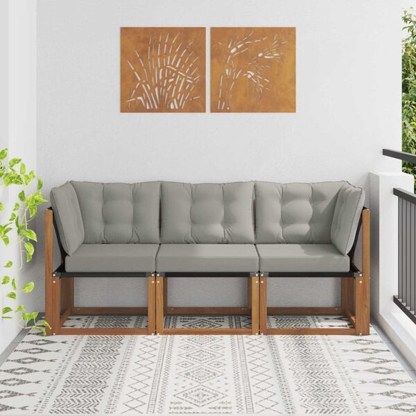 vidaXL Venkovn&iacute; prostředn&iacute; a rohov&aacute; pohovka s pol&scaron;t&aacute;řem 3 Kus Př&iacute;rodn&iacute;