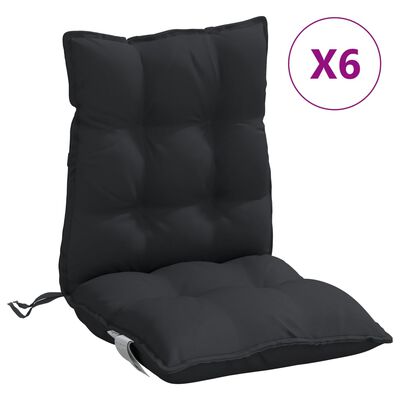 vidaXL Podušky na židli s nízkým opěradlem 6 ks černé oxfordská látka