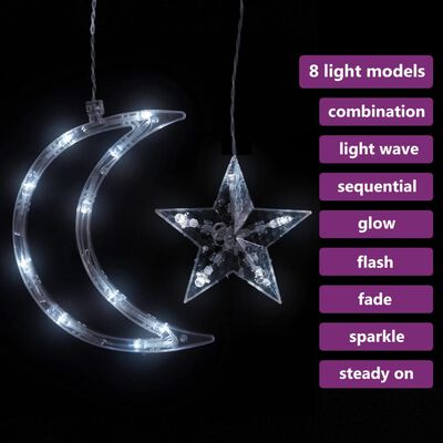 vidaXL Pohádková světla hvězda a měsíc ovladač 138 LED studená bílá