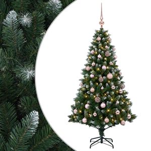 vidaXL Uměl&yacute; v&aacute;nočn&iacute; stromek s baňkami 120 cm 150 LED Tepl&aacute; b&iacute;l&aacute;