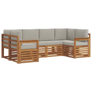 vidaXL Rohov&aacute; sofa sada s pol&scaron;t&aacute;řem 6 pcs Př&iacute;rodn&iacute; a světle &scaron;ed&aacute;