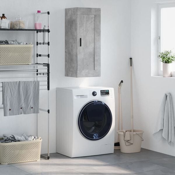 vidaXL N&aacute;stěnn&aacute; skř&iacute;ňka betonově &scaron;ed&aacute; 34,5x34x90 cm kompozitn&iacute; dřevo