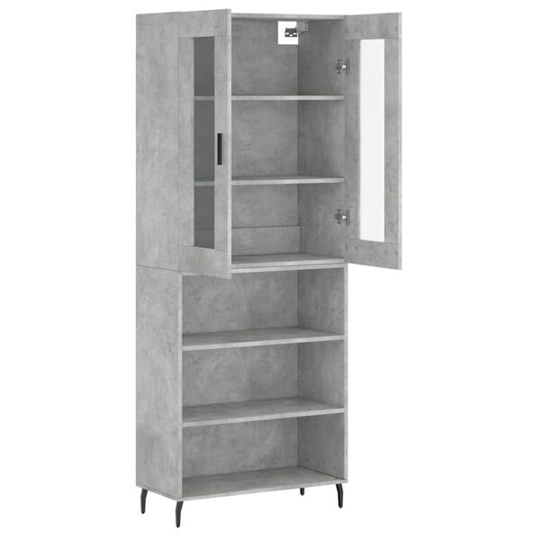 vidaXL Skř&iacute;ň highboard betonově &scaron;ed&aacute; 69,5x34x180 cm kompozitn&iacute; dřevo