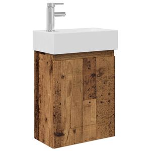 vidaXL Koupelnov&aacute; skř&iacute;ňka s bateri&iacute; Star&eacute; dřevo 45,5 x 22,5 x 84 cm