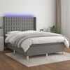 vidaXL Box spring postel s matrac&iacute; a LED tmavě &scaron;ed&aacute; 140x200 cm textil