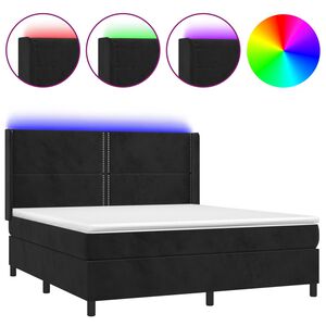 vidaXL Box spring postel s matrac&iacute; a LED čern&aacute; 180x200 cm samet