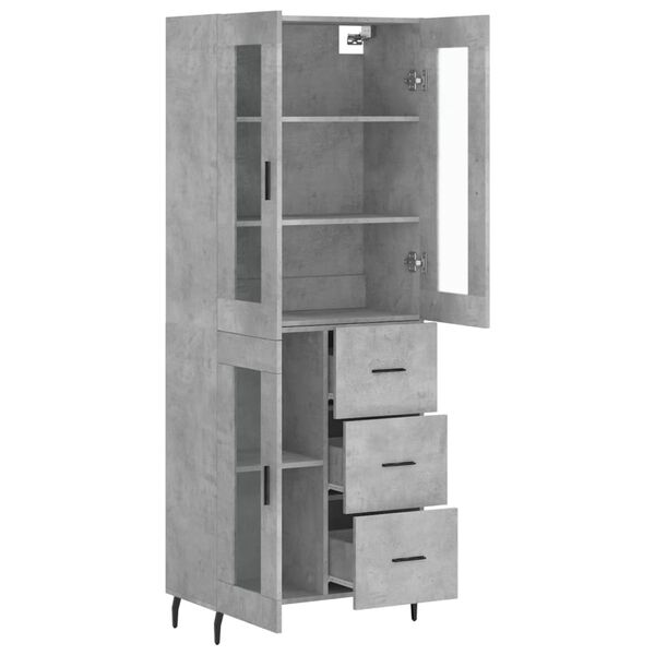 vidaXL Skř&iacute;ň highboard betonově &scaron;ed&aacute; 69,5x34x180 cm kompozitn&iacute; dřevo
