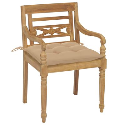 vidaXL Židle Batavia 4 ks s poduškami masivní teakové dřevo
