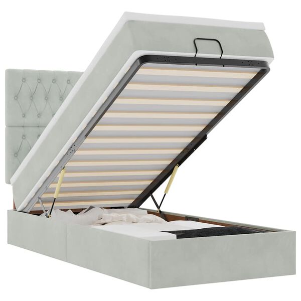 vidaXL Osmansk&yacute; r&aacute;m postele s matracemi světle &scaron;ed&aacute; 90x190cm samet