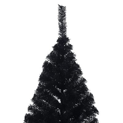 vidaXL Umělý poloviční vánoční stromek se stojanem černý 210 cm PVC