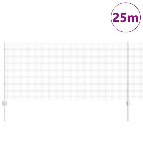 vidaXL Plot s sloupkem Stř&iacute;brn&aacute; 1 x 25 m Ocel