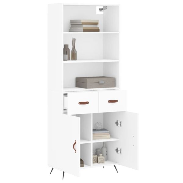 vidaXL Skř&iacute;ň highboard b&iacute;l&aacute; 69,5 x 34 x 180 cm kompozitn&iacute; dřevo