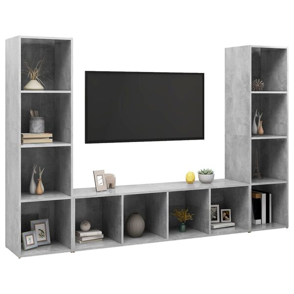 vidaXL TV skříňky 3 ks betonově šedé 142,5 x 35 x 36,5 cm dřevotříska