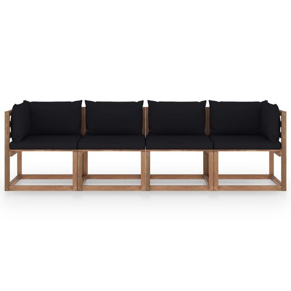 vidaXL Zahradn&iacute; 4m&iacute;stn&aacute; pohovka z palet s podu&scaron;kami borovice