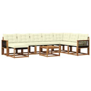 vidaXL Venkovn&iacute; pohovkov&aacute; souprava 9 pcs Přirozen&aacute; a Kr&eacute;mov&aacute;