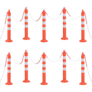 vidaXL Zahrazovac&iacute; sloupky k ř&iacute;zen&iacute; dopravy 10 ks s řetězem 75 cm PE