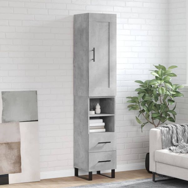 vidaXL Skř&iacute;ň highboard betonově &scaron;ed&aacute; 34,5x34x180 cm kompozitn&iacute; dřevo
