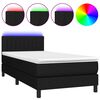 vidaXL Box spring postel s matrac&iacute; a LED čern&aacute; 90x190 cm textil