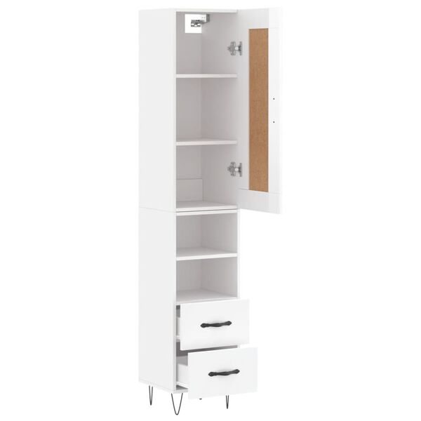 vidaXL Skř&iacute;ň highboard b&iacute;l&aacute; s vysok&yacute;m leskem 34,5x34x180 cm kompozit