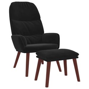 vidaXL Relaxačn&iacute; křeslo s podnožkou čern&eacute; samet