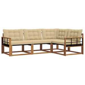 vidaXL Venkovn&iacute; pohovkov&aacute; souprava 4 pcs Přirozen&aacute; a B&eacute;žov&aacute;