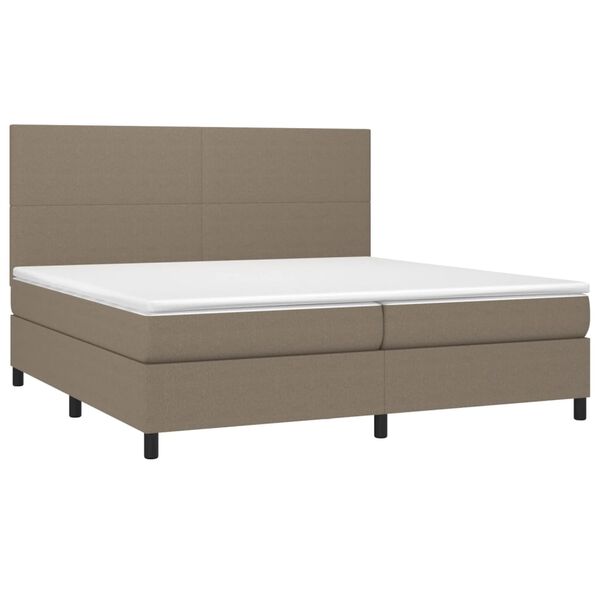vidaXL Box spring postel s matrac&iacute; a LED taupe 200x200 cm textil