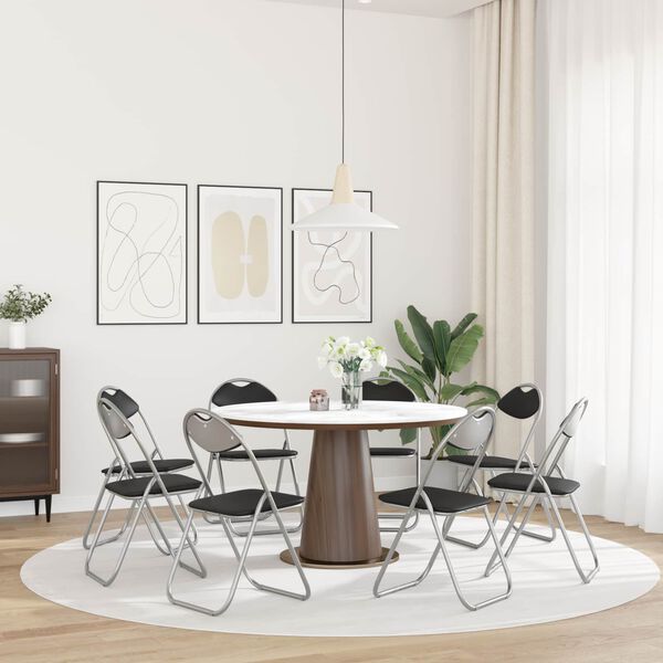 vidaXL Skl&aacute;dac&iacute; židle 8 pcs Čern&aacute; a &scaron;ed&aacute; 48 x 43,5 x 81 cm Uměl&aacute; kůže