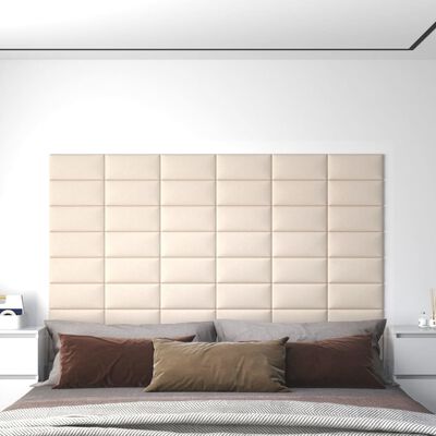 vidaXL Nástěnné panely 12 ks krémové 30 x 15 cm samet 0,54 m²