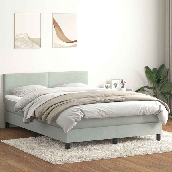 vidaXL Box spring postel s matrac&iacute; světle &scaron;ed&aacute; 160x210 cm samet