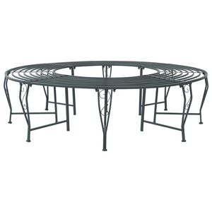 vidaXL Stromov&aacute; lavička 8-Počet m&iacute;st &Oslash; 160 x 44 cm Ocel Stř&iacute;brně &scaron;ed&aacute;