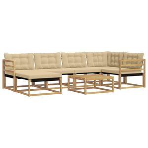 vidaXL Venkovn&iacute; pohovkov&aacute; souprava 7 pcs B&iacute;l&aacute; a b&eacute;žov&aacute; 79 x 79 x 37 cm