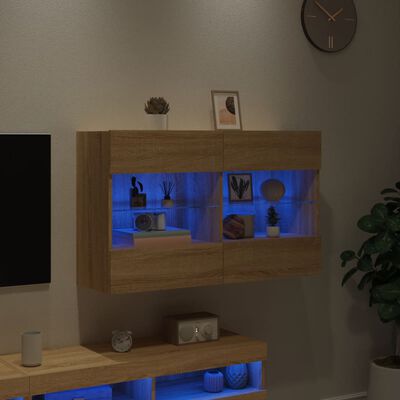 vidaXL Nástěnná TV skříňka s LED osvětlením dub sonoma 98,5x30x60,5 cm