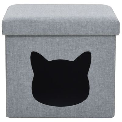 vidaXL Skládací pelíšek pro kočky z umělého lnu 37 x 33 x 33 cm šedý