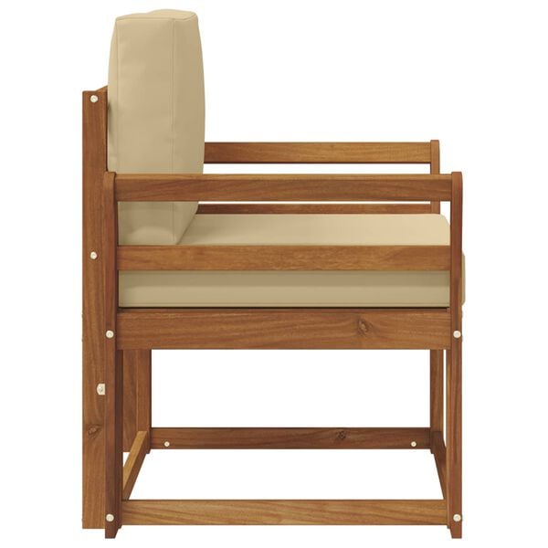 vidaXL Venkovn&iacute; pohovka Masivn&iacute; ak&aacute;ciov&eacute; dřevo a polyester Př&iacute;rodn&iacute;