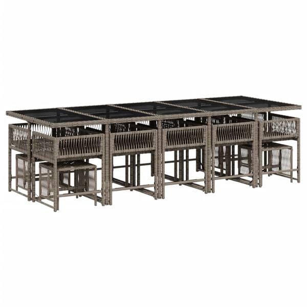 vidaXL 15d&iacute;ln&yacute; zahradn&iacute; j&iacute;deln&iacute; set s podu&scaron;kami &scaron;ed&yacute; polyratan