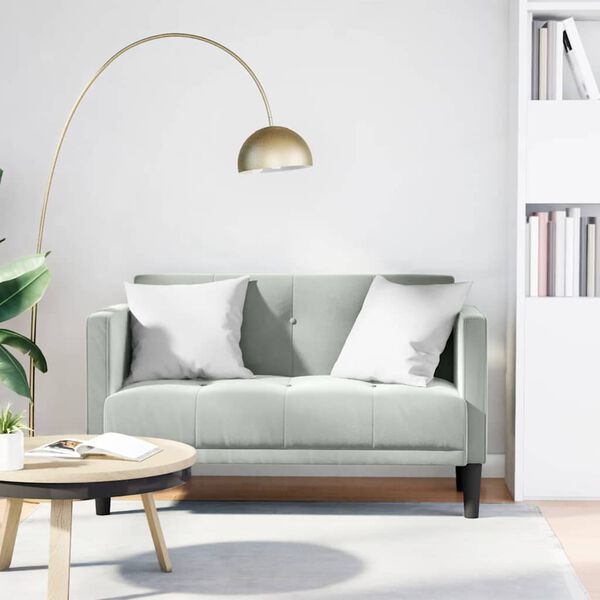 vidaXL Loveseat Sofa světle &scaron;ed&aacute; 111 cm samet